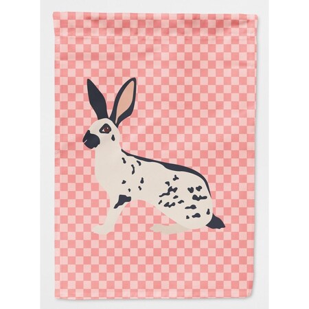 Carolines Treasures English Spot Rabbit Pink Check Canvas House Flag BB7961CHF